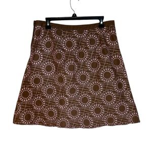 Vintage Chic Brown and Pink Knee-Length A-Line Skirt Sz L